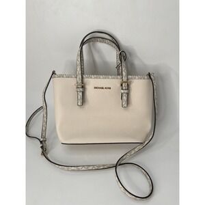 Michael Kors Jet Set Travel Extra-Small Top-Zip Tote Bag Crossbody Lt Cream